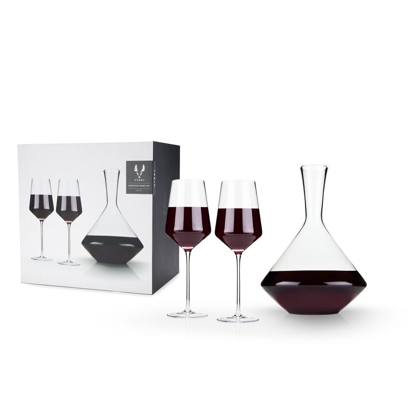 3 piece angled crystal bordeaux set by viskir 5208 drinkware viski 389755