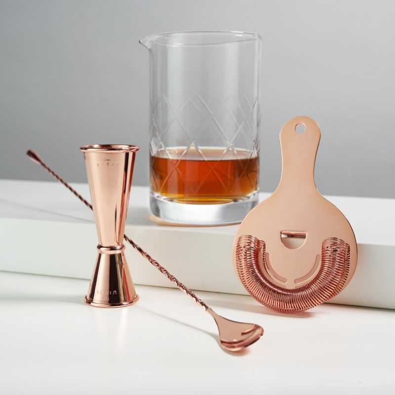 4 piece copper mixologist barware set by viskir 5427 liquor accessories viski 646465