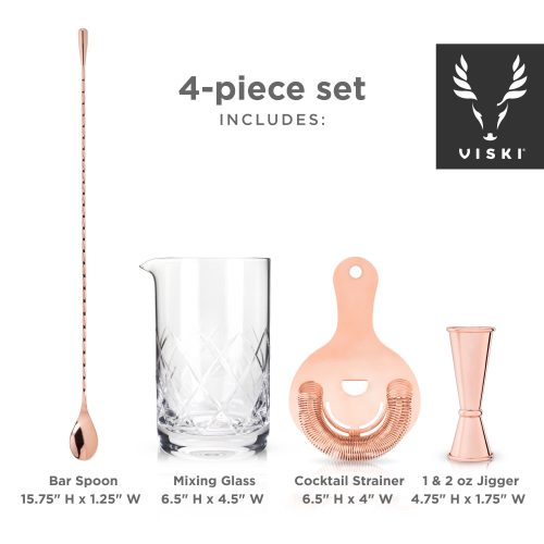 4 piece copper mixologist barware set by viskir 5427 liquor accessories viski 805309