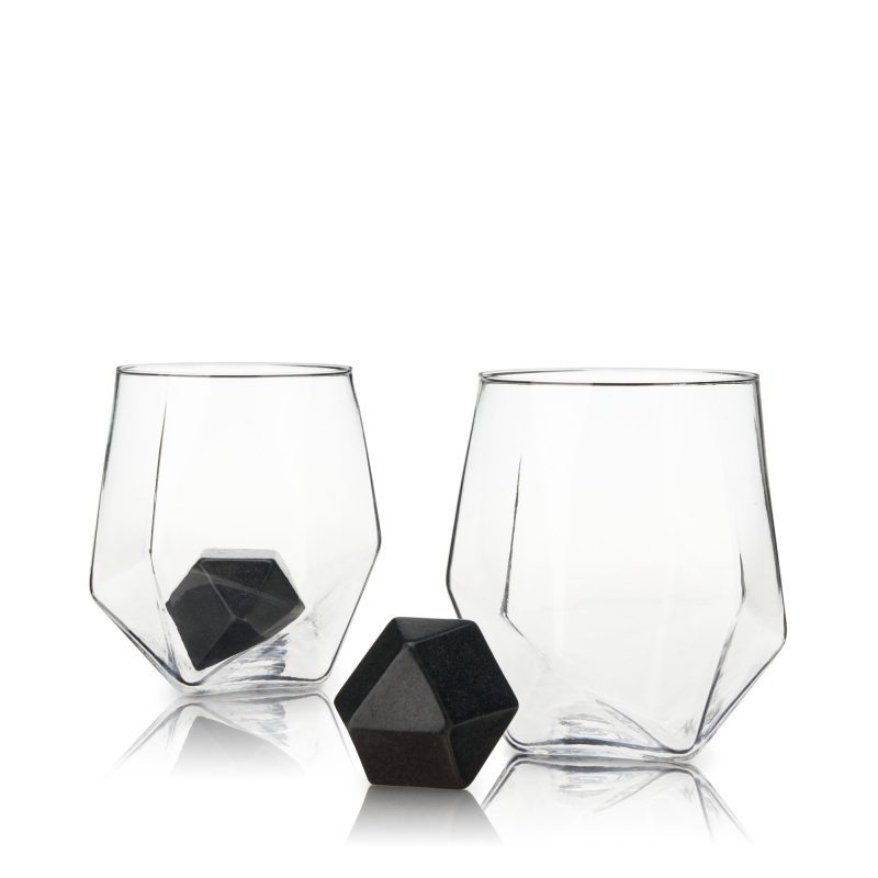 4 piece faceted tumbler hexagonal basalt stone set by visk 9047 drinkware viski 747682