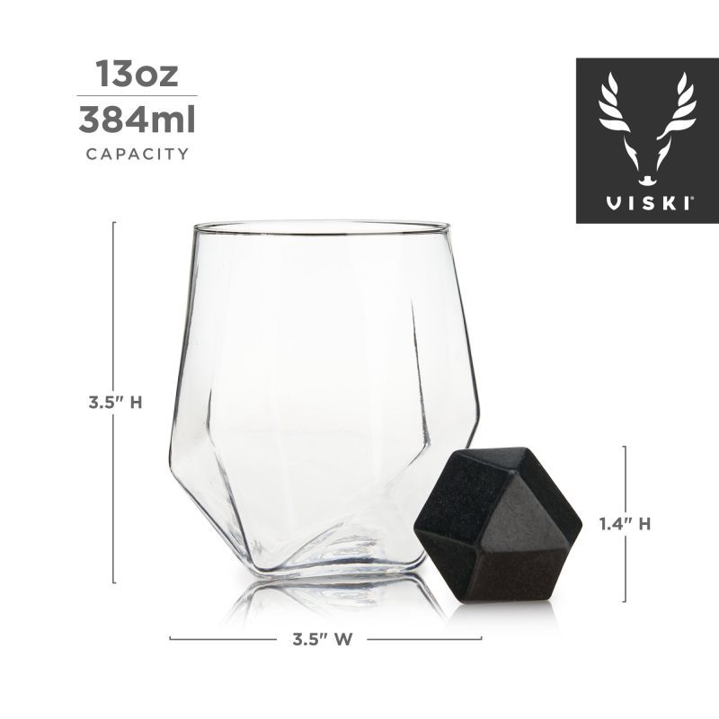 4 piece faceted tumbler hexagonal basalt stone set by visk 9047 drinkware viski 867383