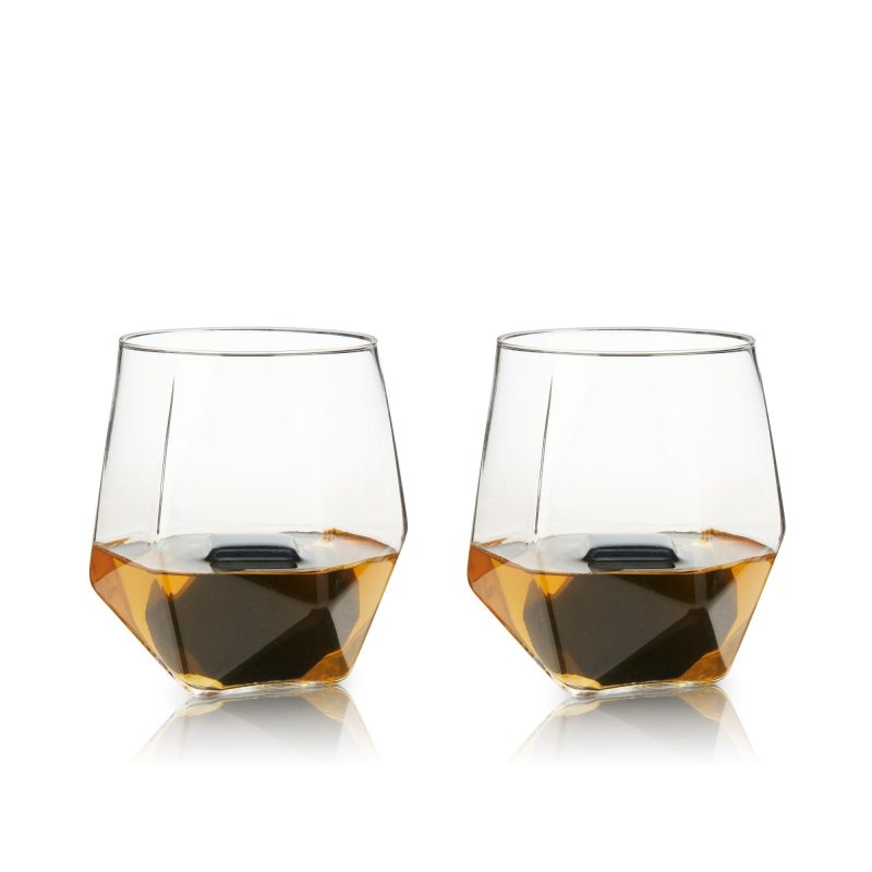 4 piece faceted tumbler hexagonal basalt stone set by visk 9047 drinkware viski 994334