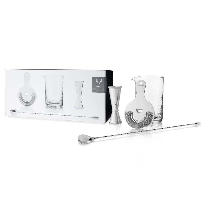 4 piece stainless steel mixologist barware set by viskir 5307 liquor accessories viski 120147