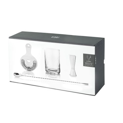 4 piece stainless steel mixologist barware set by viskir 5307 liquor accessories viski 213077