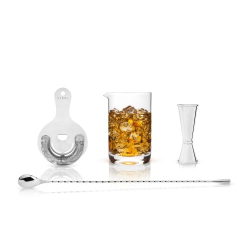 4 piece stainless steel mixologist barware set by viskir 5307 liquor accessories viski 368486