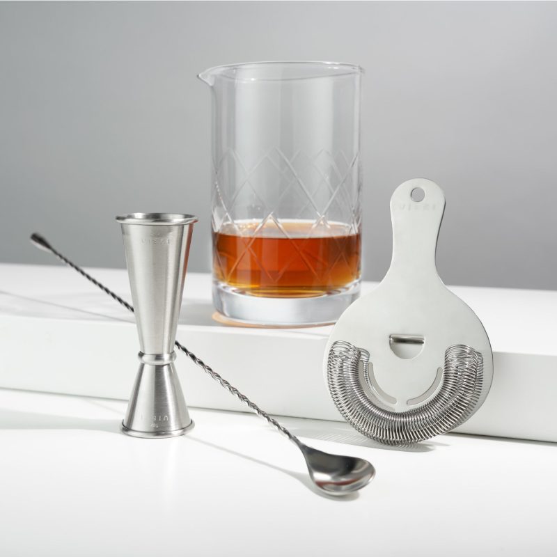 4 piece stainless steel mixologist barware set by viskir 5307 liquor accessories viski 589808