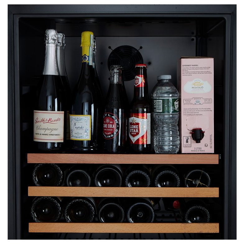 Smith and Hanks 166 bottle wine refrigerator dual zone RW428DRE premium seamless stainless steel flex shelving