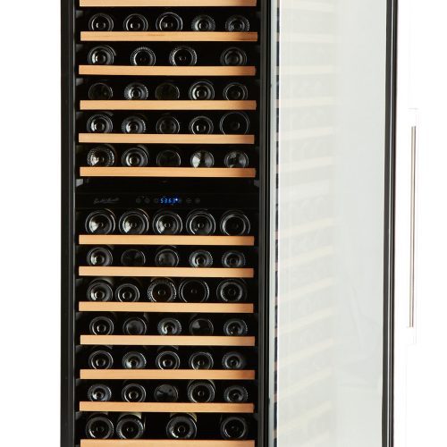 Smith and Hanks 166 bottle wine refrigerator dual zone RW428DRE premium seamless stainless steel open