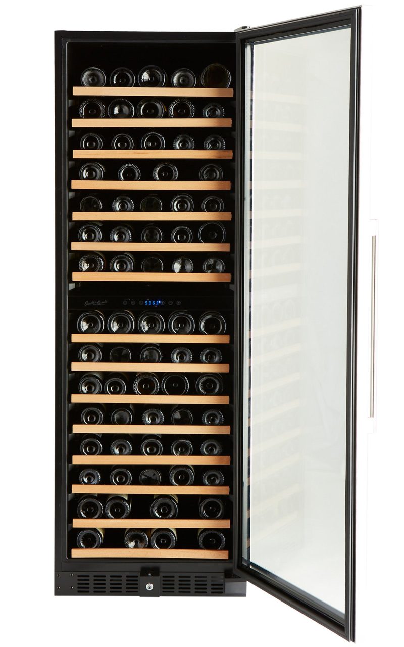 Smith and Hanks 166 bottle wine refrigerator dual zone RW428DRE premium seamless stainless steel open