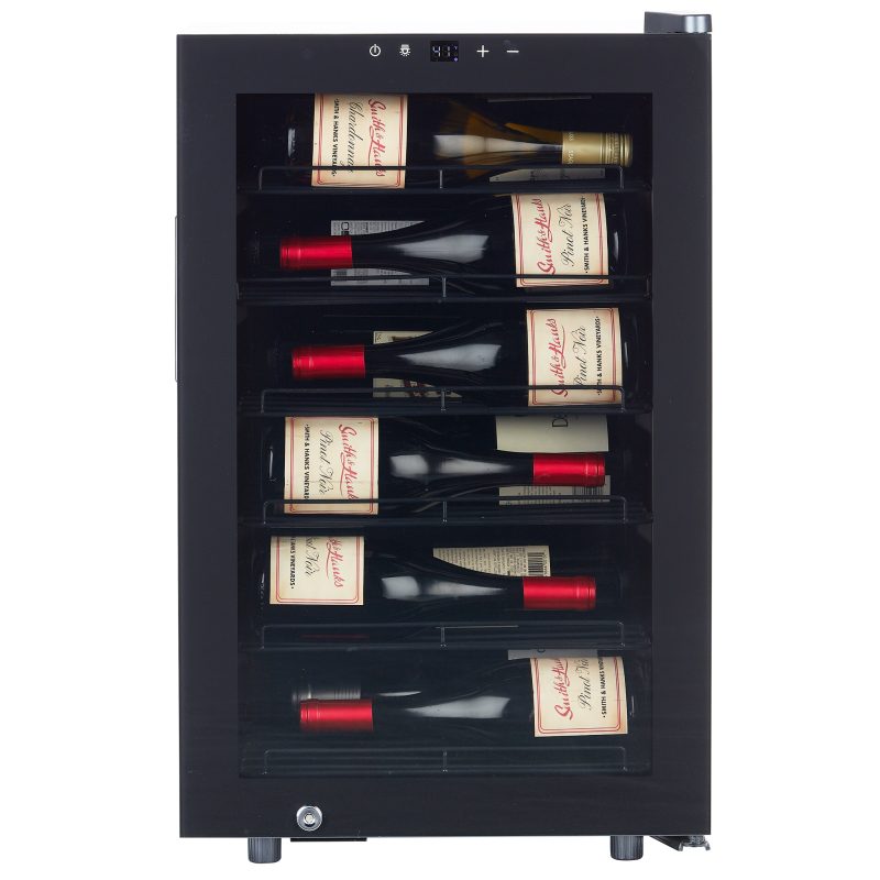 Smith and Hanks 22 Bottle Wine Cooler single zone RW70 modern black glass door