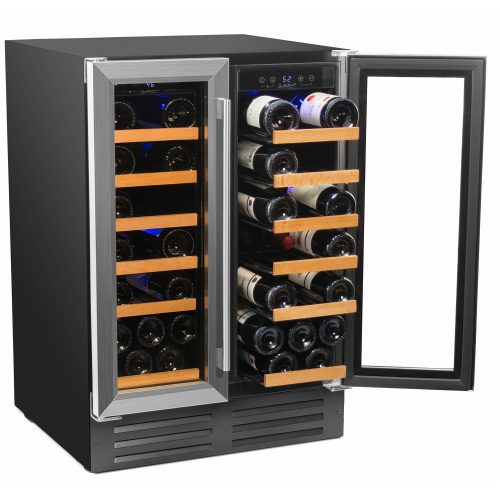 Smith and Hanks 40 bottle Wine Cooler dual zone RW116D Stainless Steel angle open