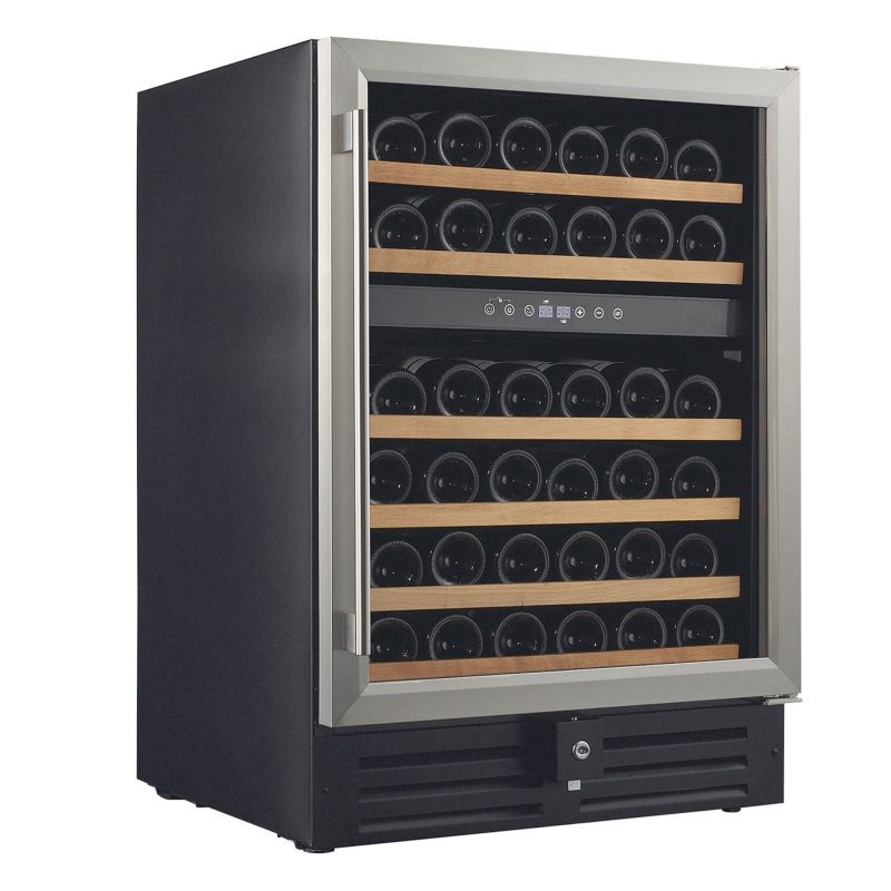 Smith and Hanks 46 bottle Wine Cooler dual zone RW145DR Stainless Steel angle