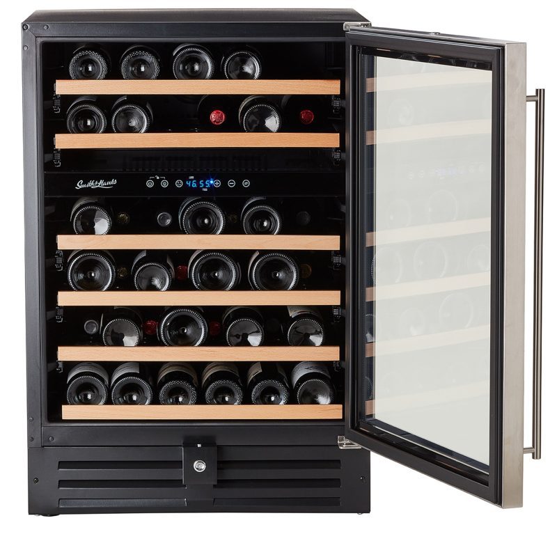 Smith and Hanks 46 bottle wine cooler dual zone RW145DRE premium seamless stainless steel front open