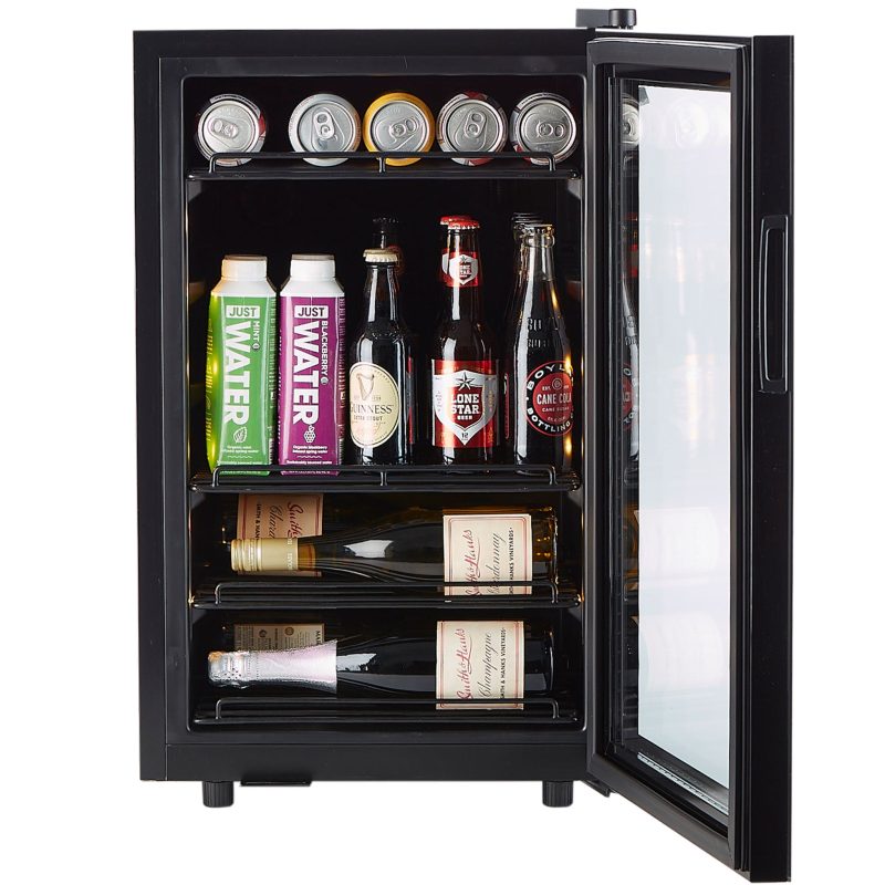 Smith and Hanks 80 can beverage cooler single zone BEV70 modern black glass open door