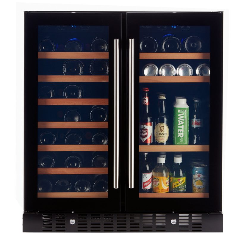 Smith and Hanks wine and beverage cooler dual zone BEV176D modern black glass front