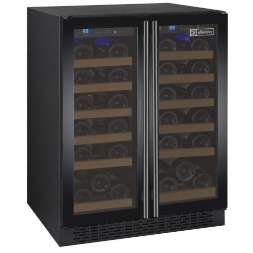 Allavino - 24" Wide 36 Bottles Dual Zone FlexCount II Tru-Vino Wine Cooler, Black/Stainless Steel Door (AO VSWR36) Wine Cooler Allavino Black Door