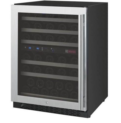 Allavino - 24" Wide 56 Bottles Dual Zone FlexCount II Tru-Vino Stainless Steel Wine Cooler (AO VSWR56) Wine Cooler Allavino Left Hand Hinge