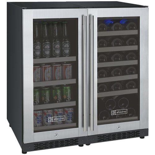 allavino 30 wide flexcount ii tru vino 30 bottle88 can dual zone stainless steel wine refrigeratorbeverage center bf 3z vswb15 2s20 wine cooler allavino 941567