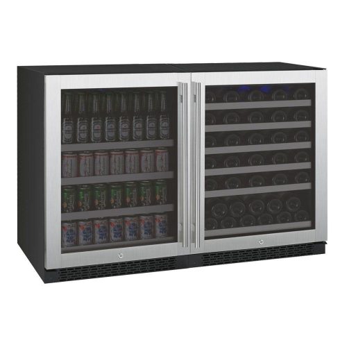 allavino 47 wide flexcount ii series 56 bottle154 can dual zone stainless steel side by side wine refrigeratorbeverage center bf 3z vswb24 2s20 wine cooler allavino 325157