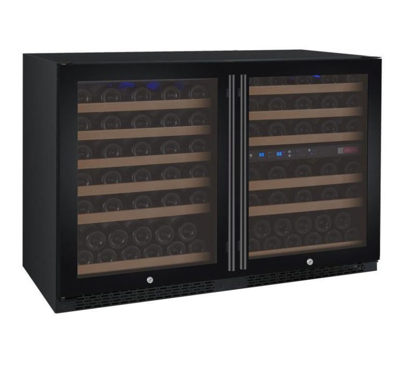 Allavino - 47" Wide 112 Bottles Three Zone FlexCount II Tru-Vino Side by Side Black Wine Cooler (BF 3Z-VSWR5656-B20) Wine Cooler Allavino Black Door