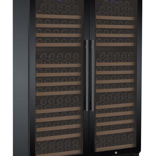 Allavino - 47" Wide 354 Bottles Dual Zone FlexCount II Tru-Vino Side by Side Wine Cooler, Black/Stainless Steel Door (BF 2X-VSWR177) Wine Cooler Allavino Black Door