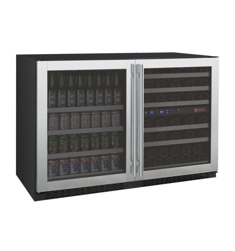 allavino 47 wide flexcount ii tru vino 56 bottle124 can stainless steel side by side wine refrigeratorbeverage center bf 3z vswb24 3s20 wine cooler allavino 186002