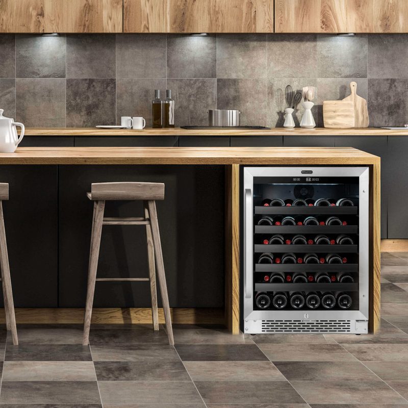 stainless steel wine refrigerator with reversible door 1