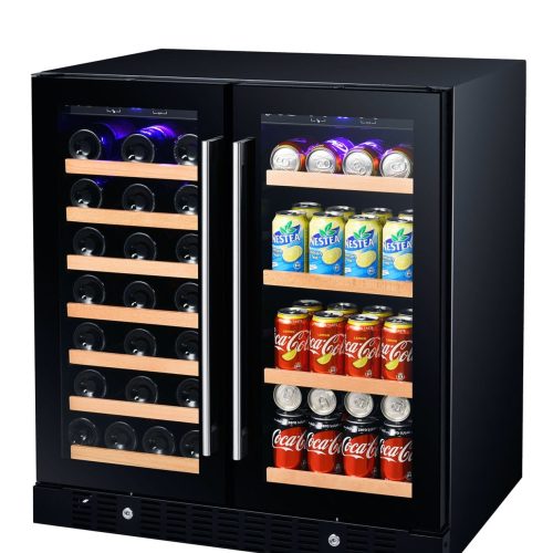 wine and beverage cooler black glass right side